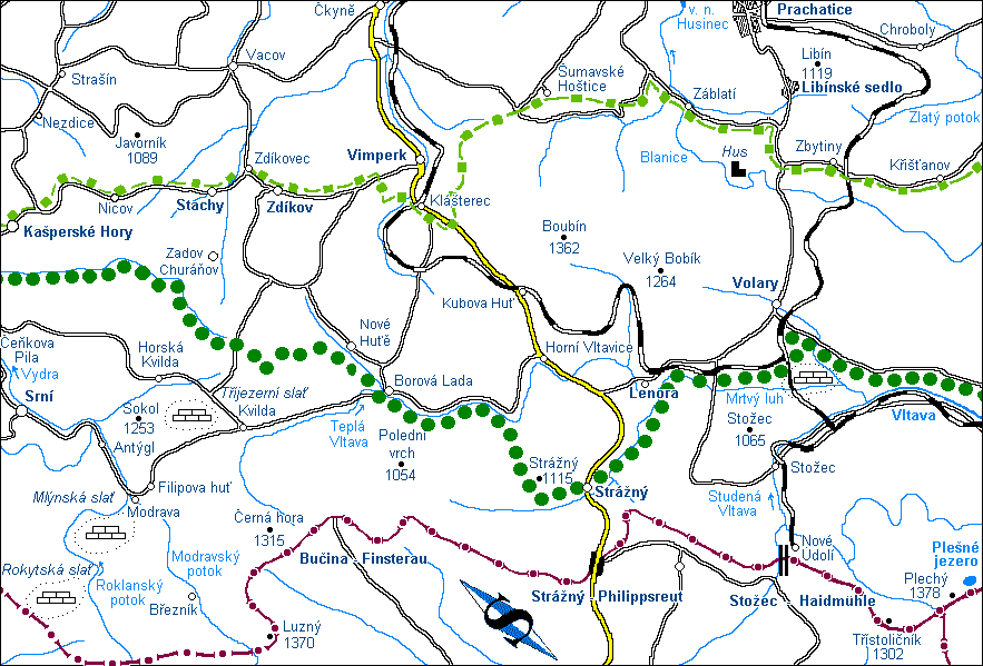 Podrobná mapa støední Šumavy