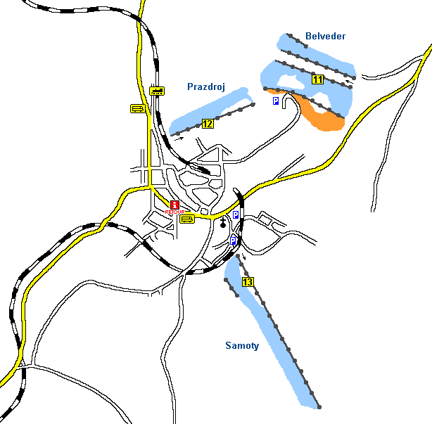 Mapa sjezdovek v �elezn� Rud�